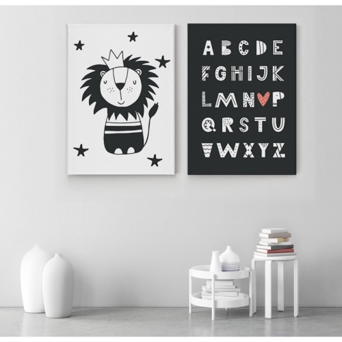 2 panneaux Lion et Alphabet